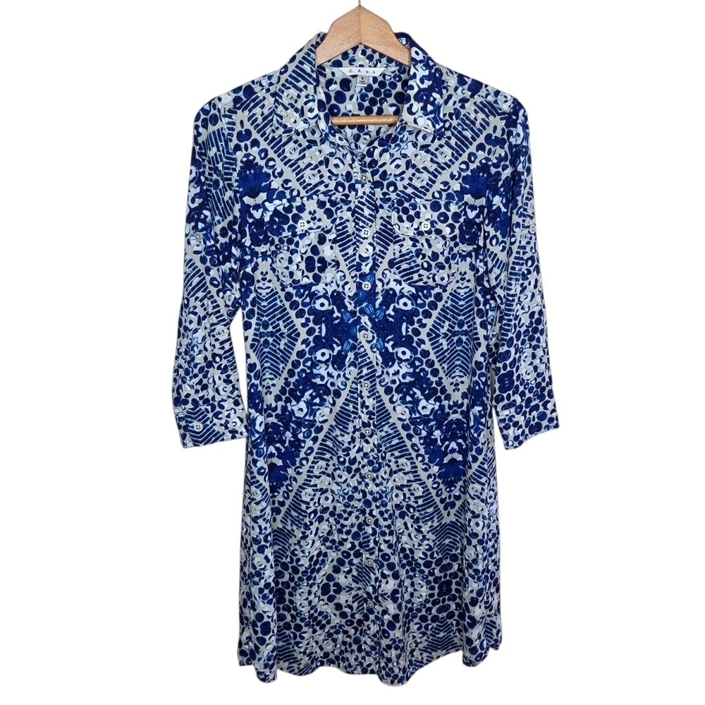 Cabi | #422 Blue Jewel Button Down Shirt Dress Size Small